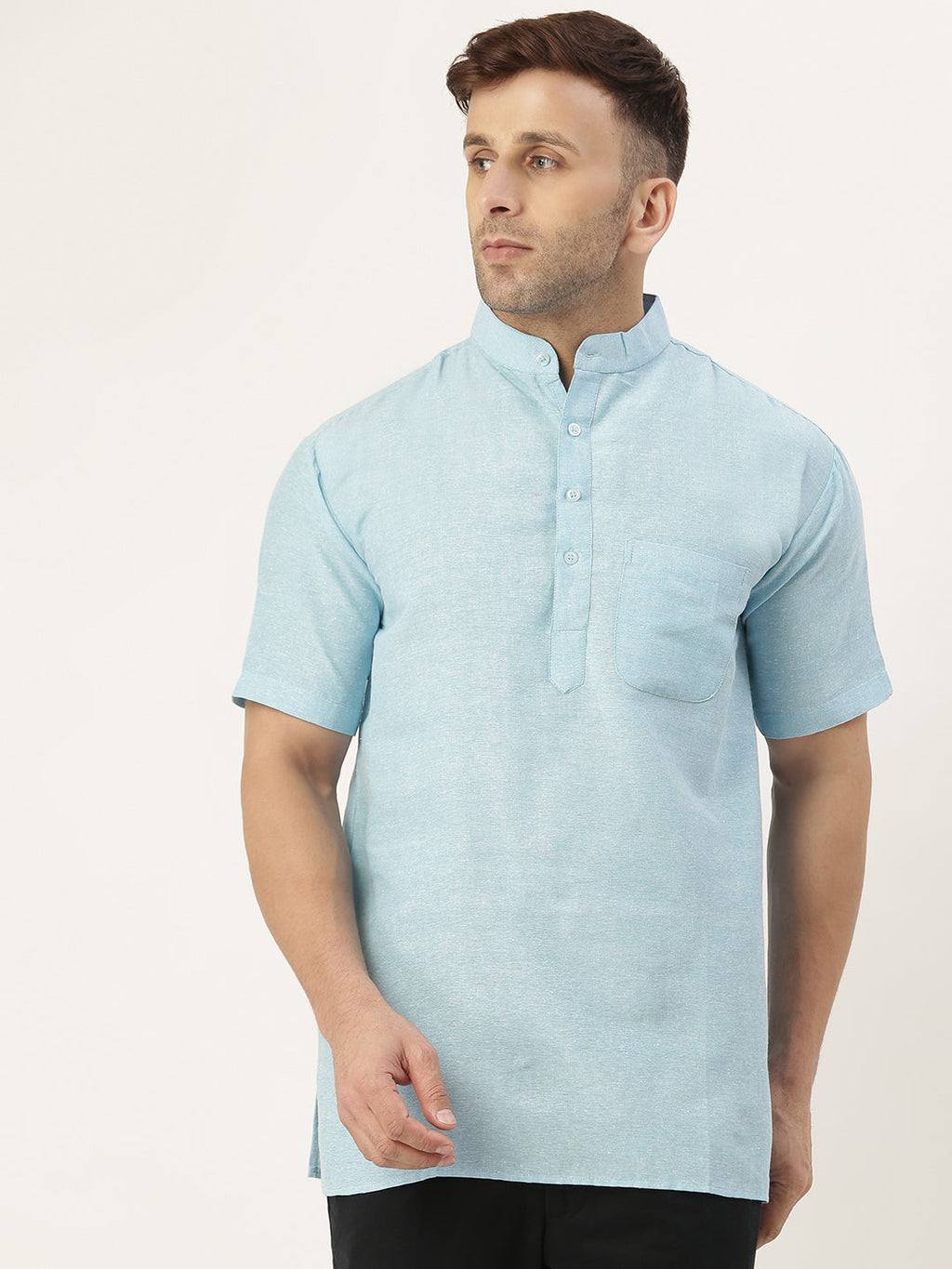RIAG Men's Light blue Cotton Short Ethnic Kurta - Distacart
