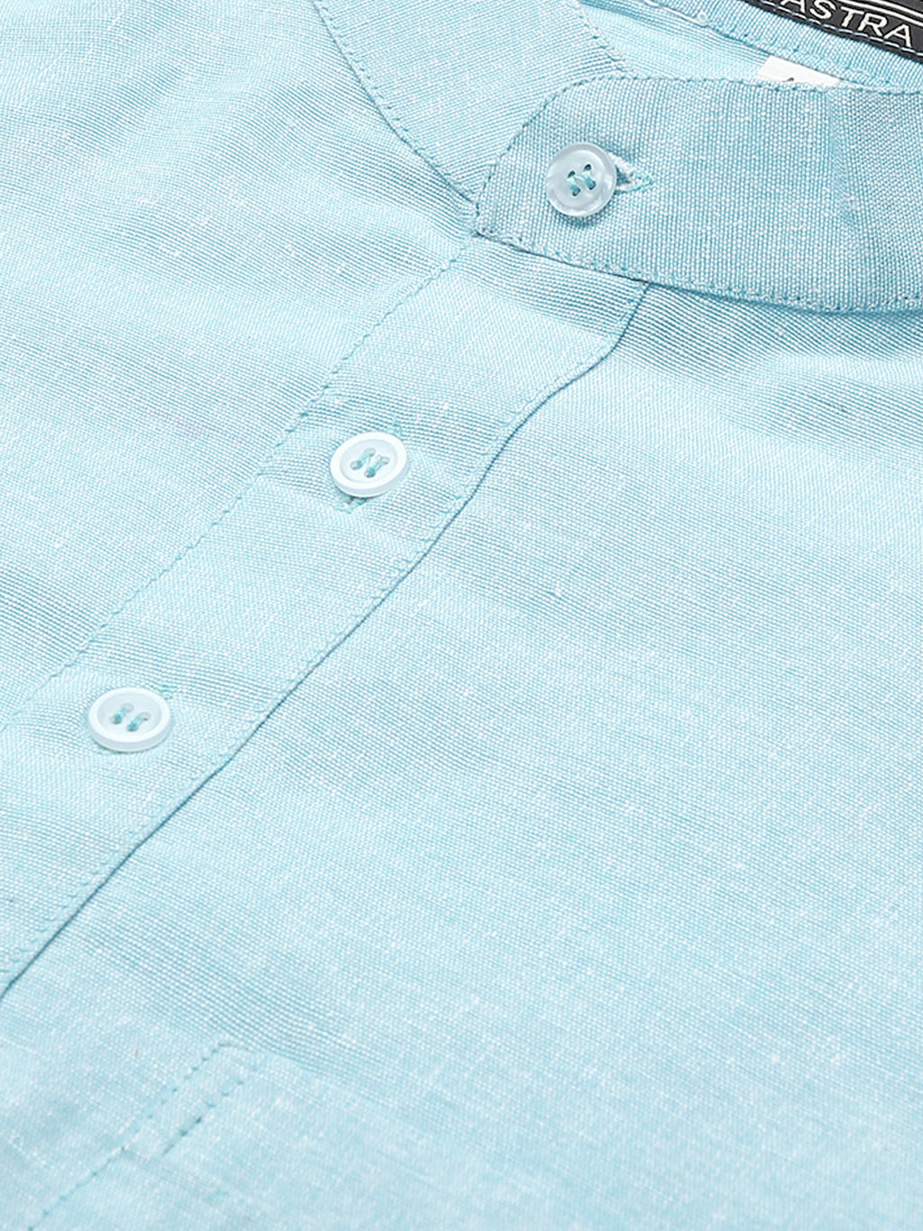 RIAG Men's Light blue Cotton Short Ethnic Kurta - Distacart