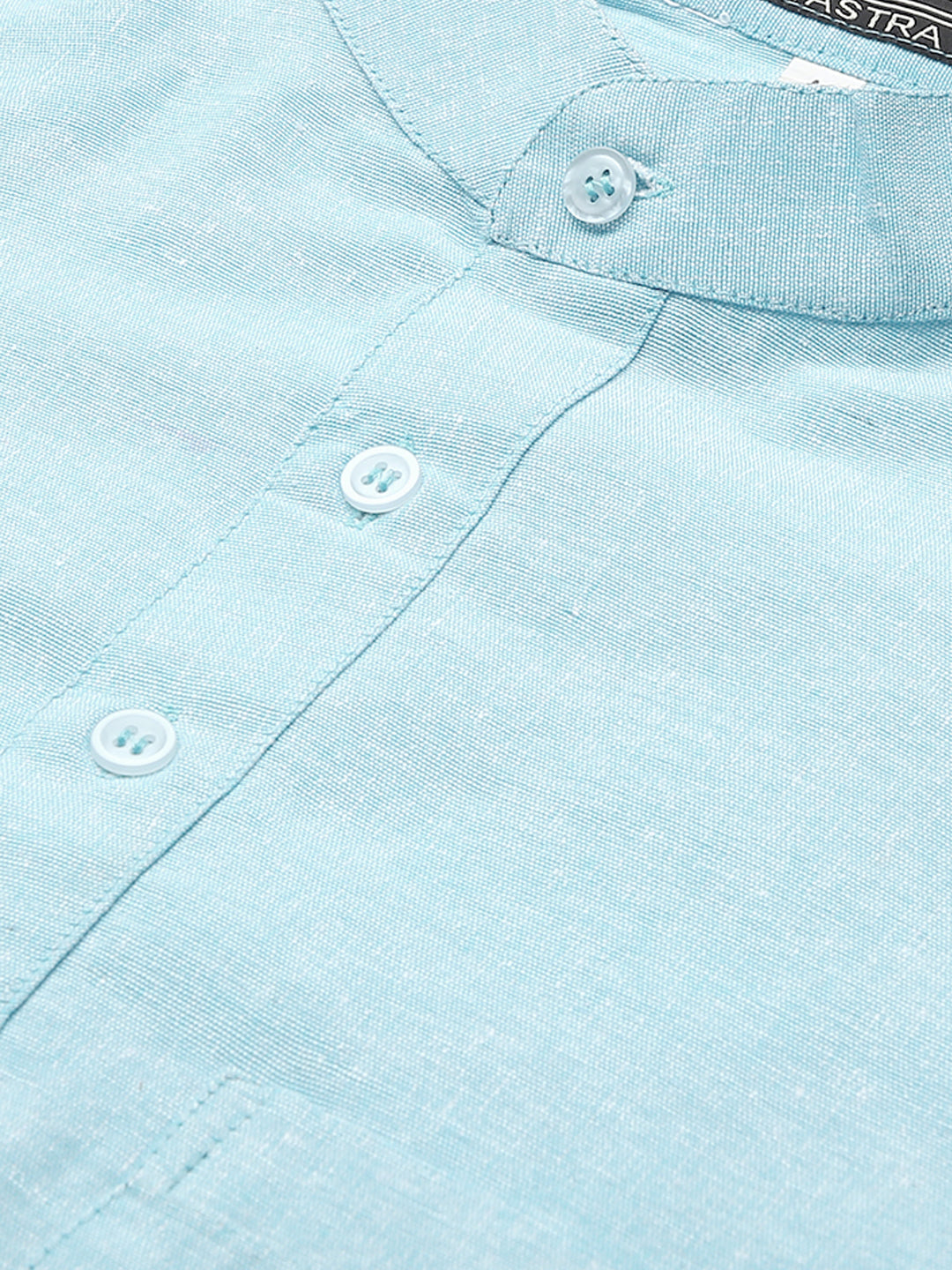 RIAG Men's Light blue Cotton Short Ethnic Kurta - Distacart