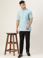 RIAG Men's Light blue Cotton Short Ethnic Kurta - Distacart