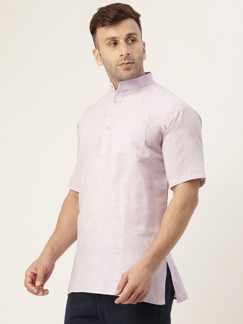 RIAG Men's Purple Cotton Short Ethnic Kurta - Distacart