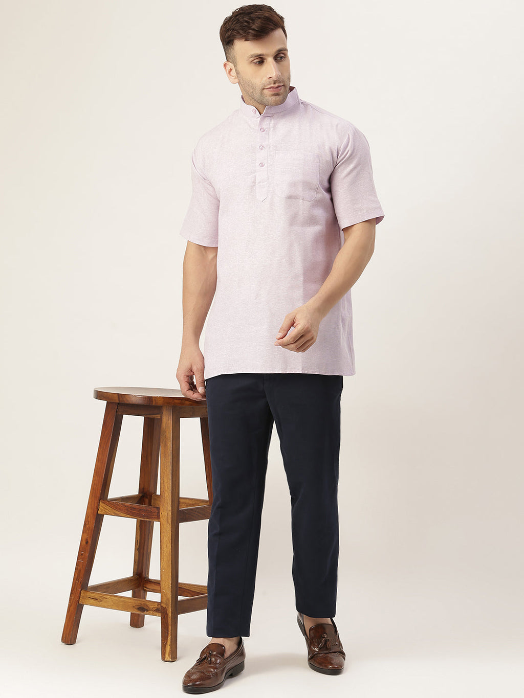 RIAG Men's Purple Cotton Short Ethnic Kurta - Distacart