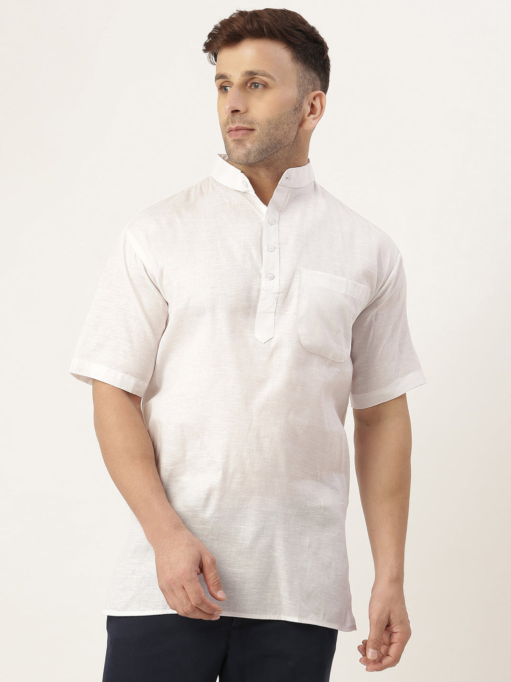 RIAG Men's White Cotton Short Ethnic Kurta - Distacart