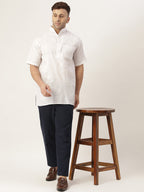 RIAG Men's White Cotton Short Ethnic Kurta - Distacart