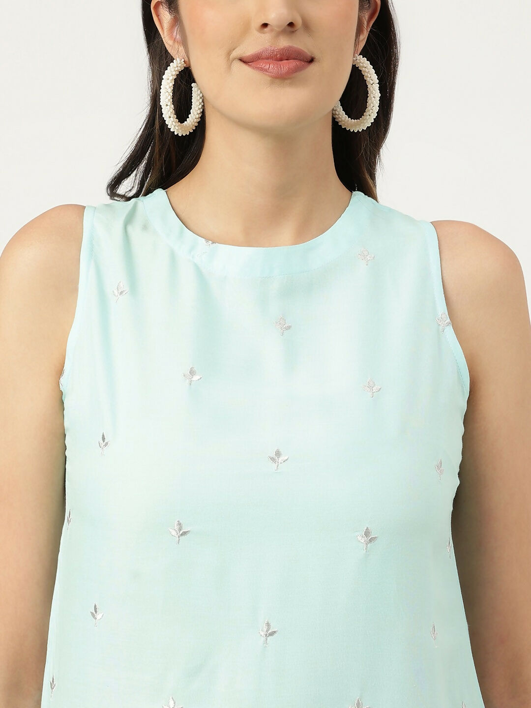 Joban Fashion Blue Rayon and Embroidered Work Straight Kurta Bottom Set