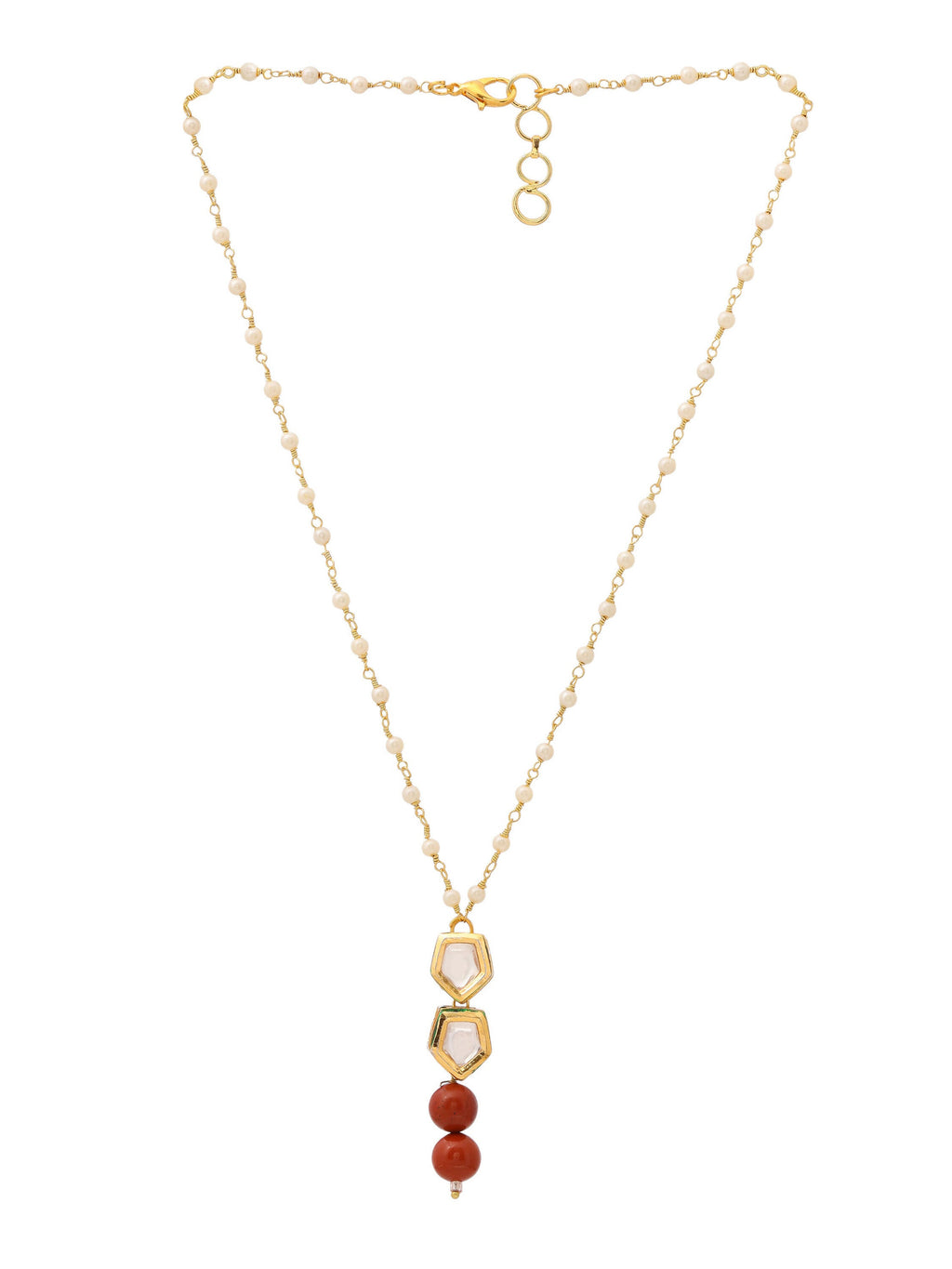 Ruby Raang Red Jasper Kundan Necklace
