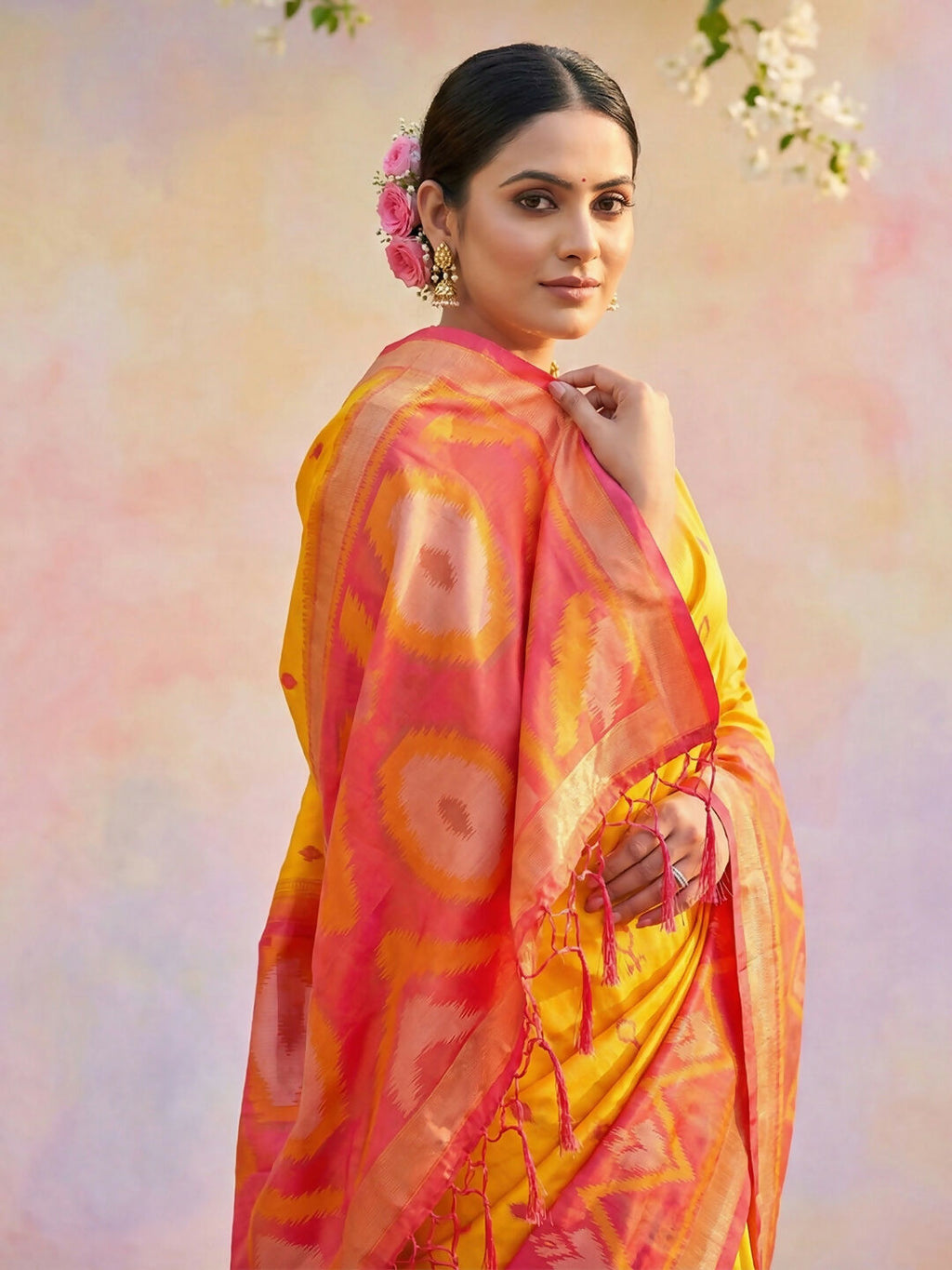 Shree Shyam Fashion Yellow Soft Silk Saree - Distacart