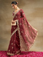 kasee Floral Embroidered Pure Silk Saree - Distacart