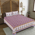 Rudra Bazaar Purple 210 TC Cotton Double King Bedsheet With 2 Pillow Covers - Distacart