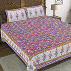 Rudra Bazaar Purple 210 TC Cotton Double King Bedsheet With 2 Pillow Covers - Distacart