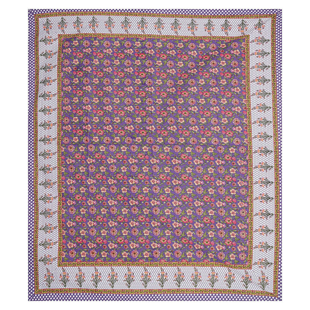Rudra Bazaar Purple 210 TC Cotton Double King Bedsheet With 2 Pillow Covers - Distacart