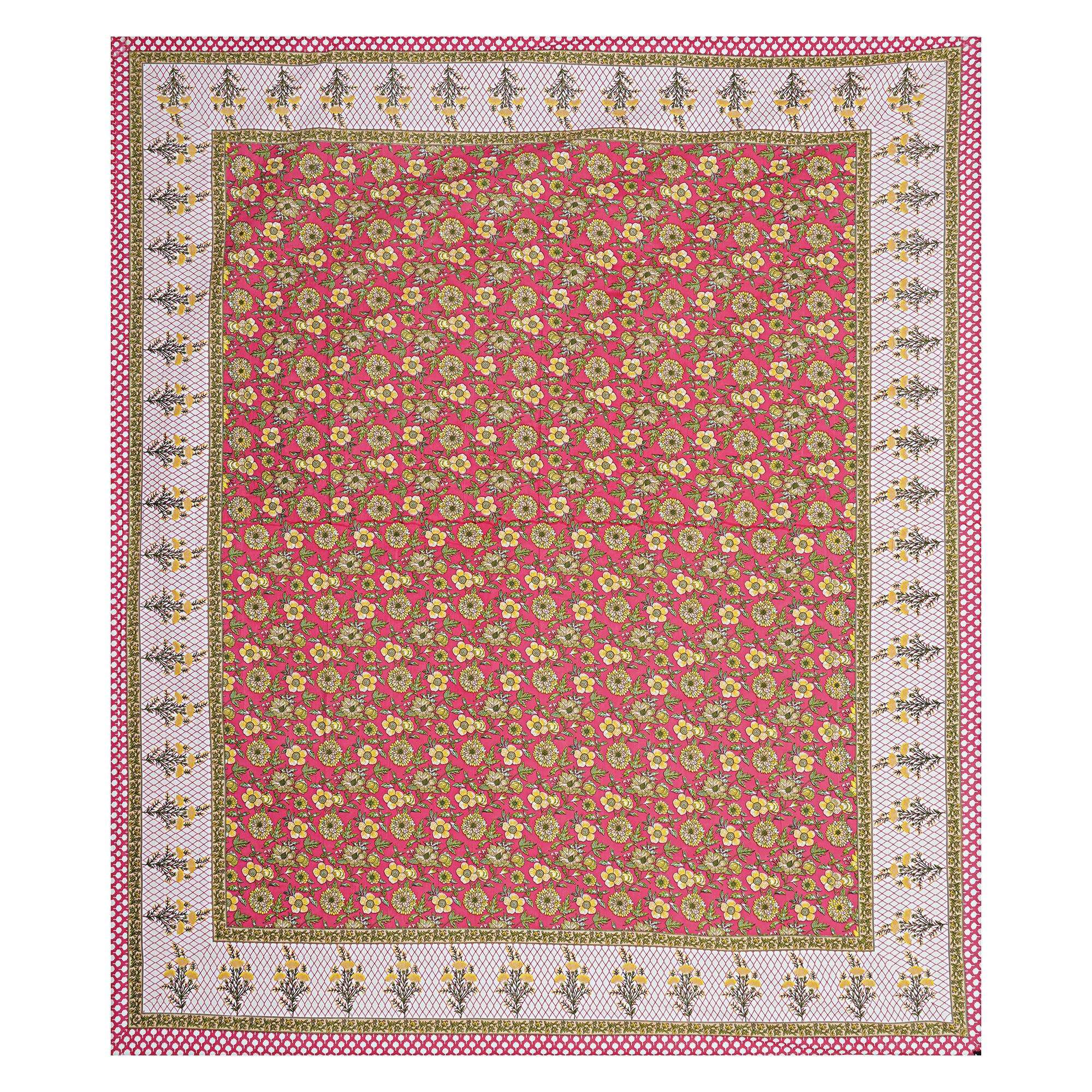 Rudra Bazaar Red 210 TC Cotton Double King Bedsheet With 2 Pillow Covers - Distacart