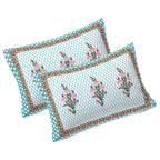 Rudra Bazaar Turquoise Blue 210 TC Cotton Double King Bedsheet With 2 Pillow Covers - Distacart