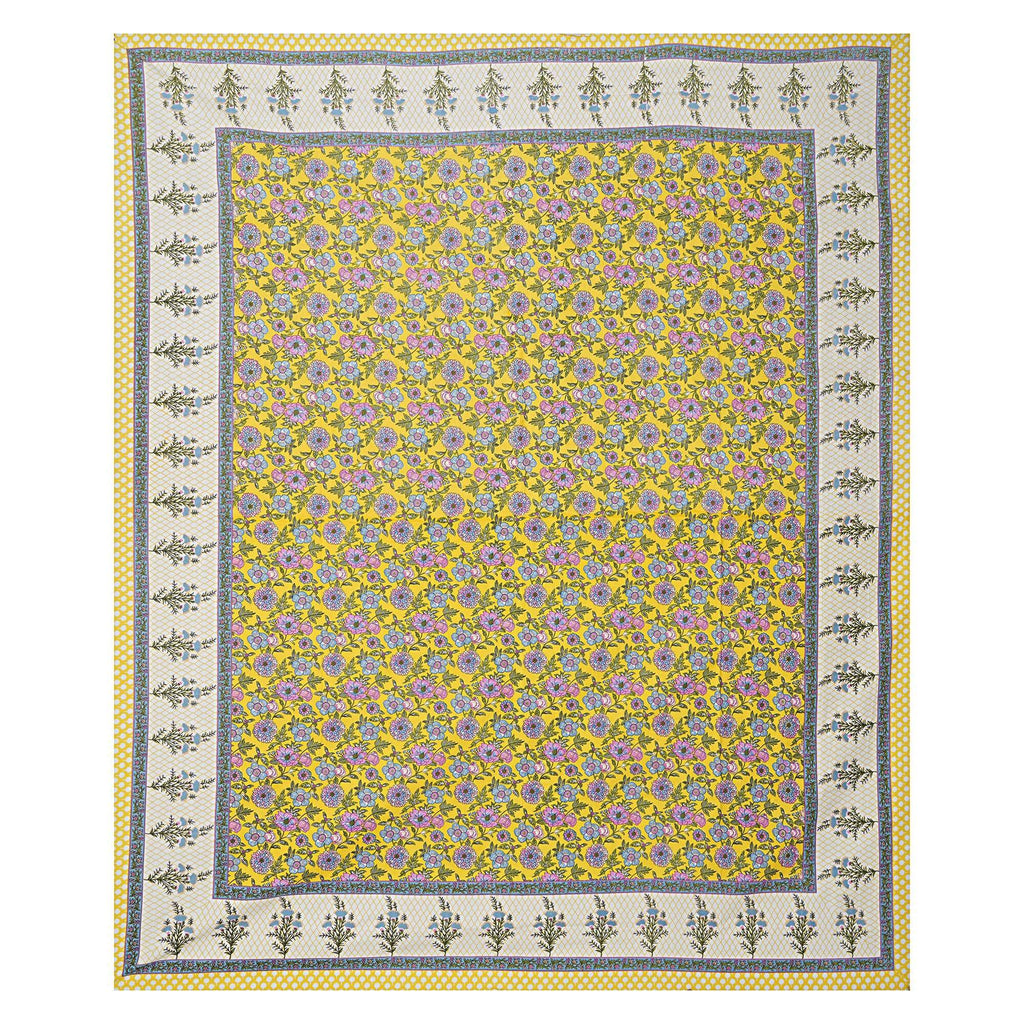 Rudra Bazaar Yellow 210 TC Cotton Double King Bedsheet With 2 Pillow Covers - Distacart