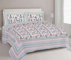 Rudra Bazaar Orange Turquise 210 TC Cotton Double King Bedsheet With 2 Pillow Covers - Distacart