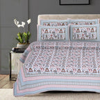 Rudra Bazaar Orange Turquise 210 TC Cotton Double King Bedsheet With 2 Pillow Covers - Distacart