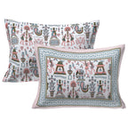 Rudra Bazaar Orange Turquise 210 TC Cotton Double King Bedsheet With 2 Pillow Covers - Distacart