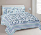 Rudra Bazaar Turquoise Blue 210 TC Cotton Double King Bedsheet With 2 Pillow Covers - Distacart