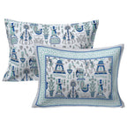 Rudra Bazaar Turquoise Blue 210 TC Cotton Double King Bedsheet With 2 Pillow Covers - Distacart