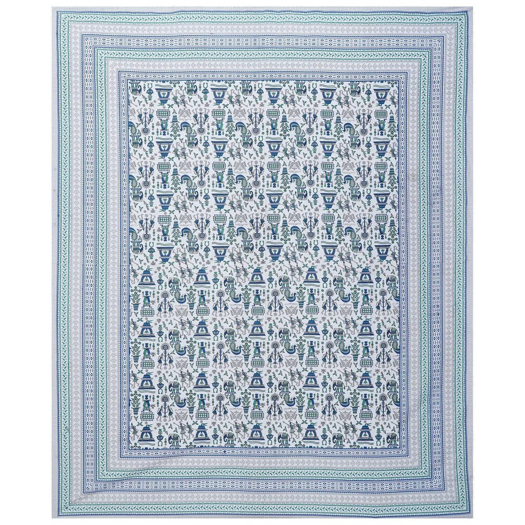 Rudra Bazaar Turquoise Blue 210 TC Cotton Double King Bedsheet With 2 Pillow Covers - Distacart