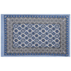 Rudra Bazaar Blue 210 TC Cotton Double King Bedsheet With 2 Pillow Covers - Distacart