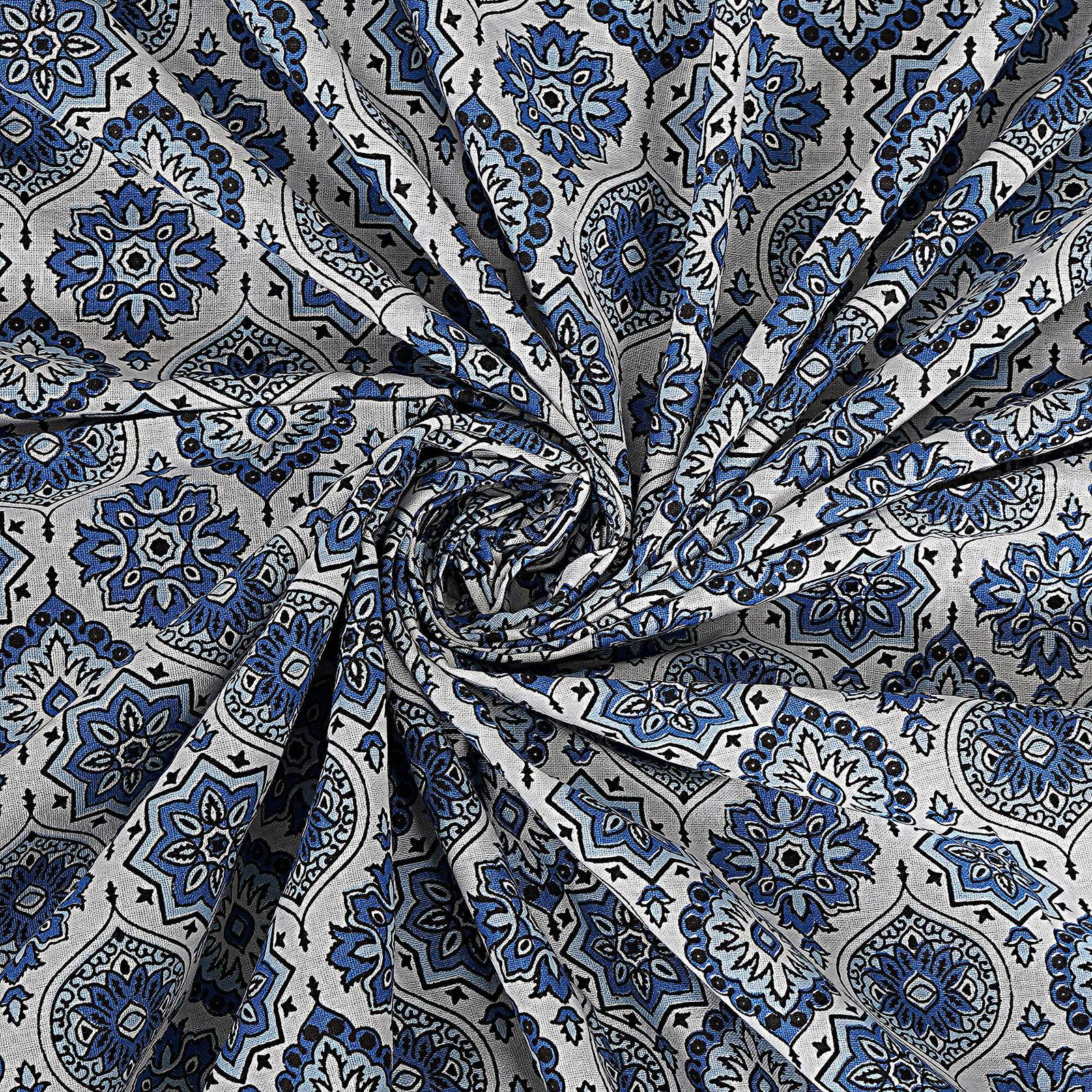 Rudra Bazaar Blue 210 TC Cotton Double King Bedsheet With 2 Pillow Covers - Distacart