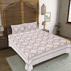 Rudra Bazaar Brown 210 TC Cotton Double King Bedsheet With 2 Pillow Covers - Distacart