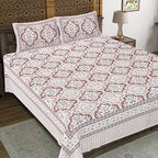 Rudra Bazaar Brown 210 TC Cotton Double King Bedsheet With 2 Pillow Covers - Distacart
