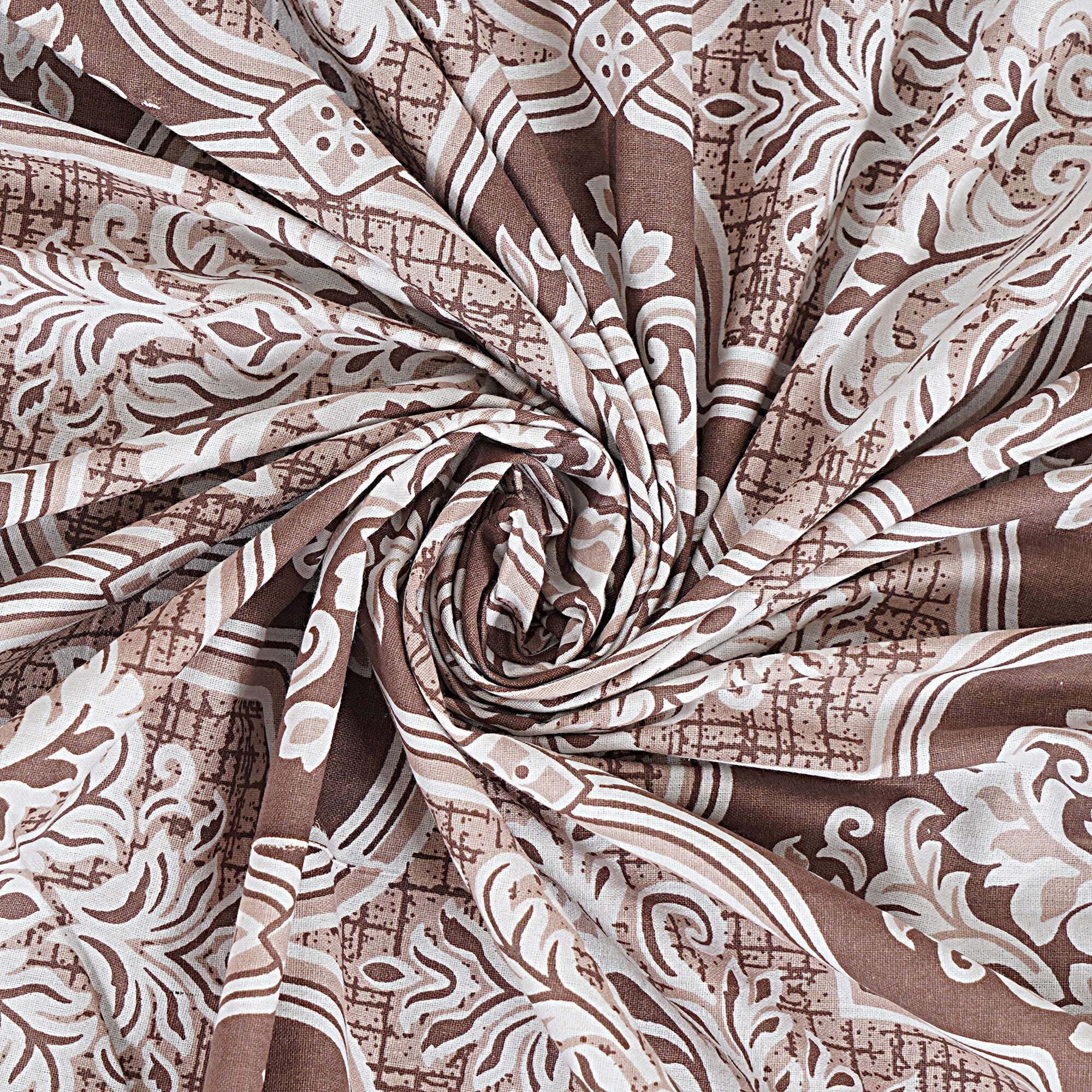 Rudra Bazaar Brown 210 TC Cotton Double King Bedsheet With 2 Pillow Covers - Distacart