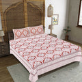 Rudra Bazaar Peach 210 TC Cotton Double King Bedsheet With 2 Pillow Covers - Distacart