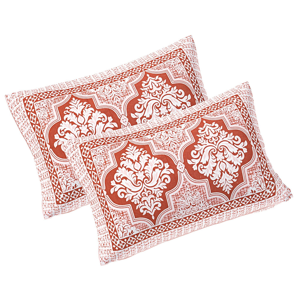Rudra Bazaar Peach 210 TC Cotton Double King Bedsheet With 2 Pillow Covers - Distacart