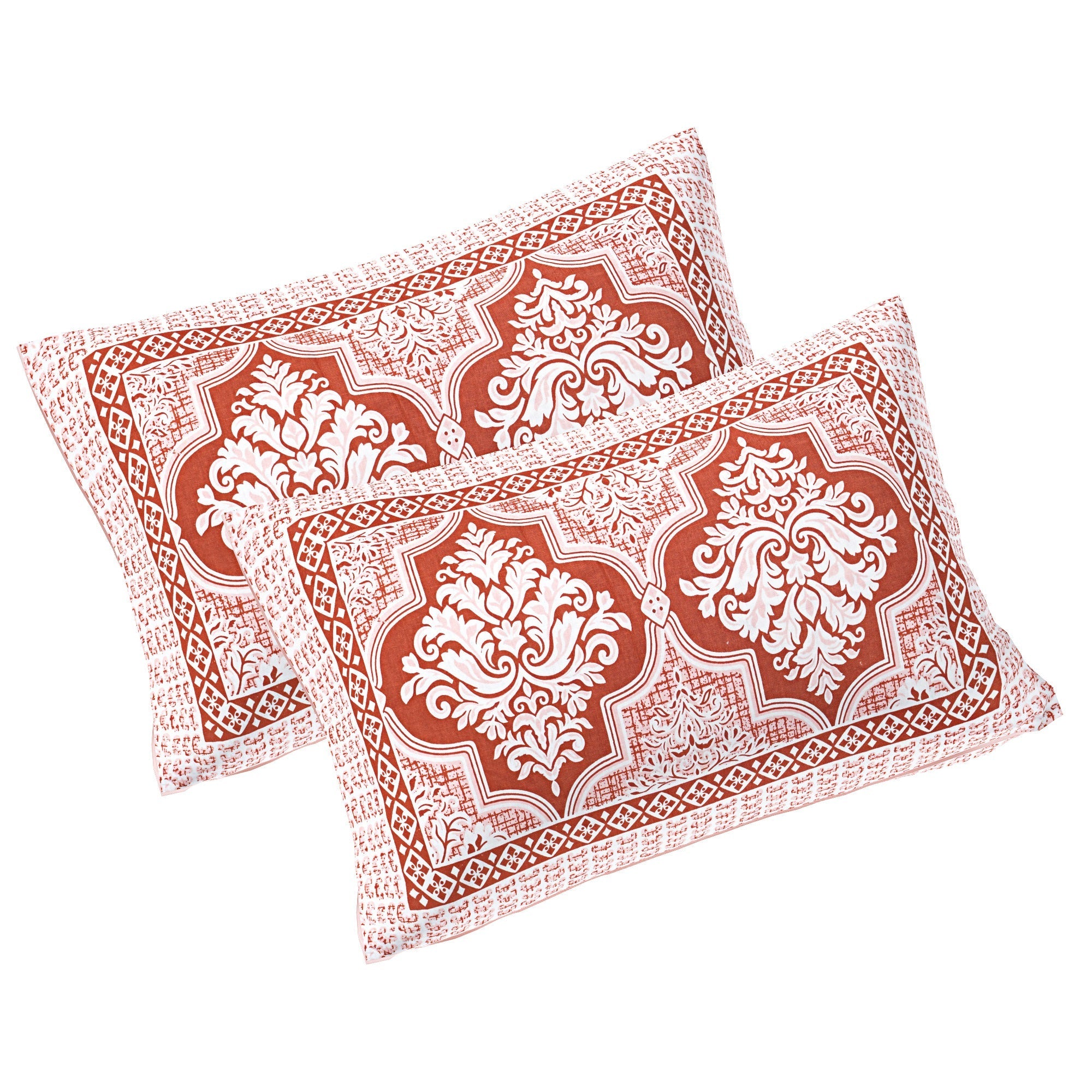 Rudra Bazaar Peach 210 TC Cotton Double King Bedsheet With 2 Pillow Covers - Distacart