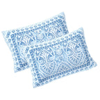Rudra Bazaar Blue 210 TC Cotton Double King Bedsheet With 2 Pillow Covers - Distacart