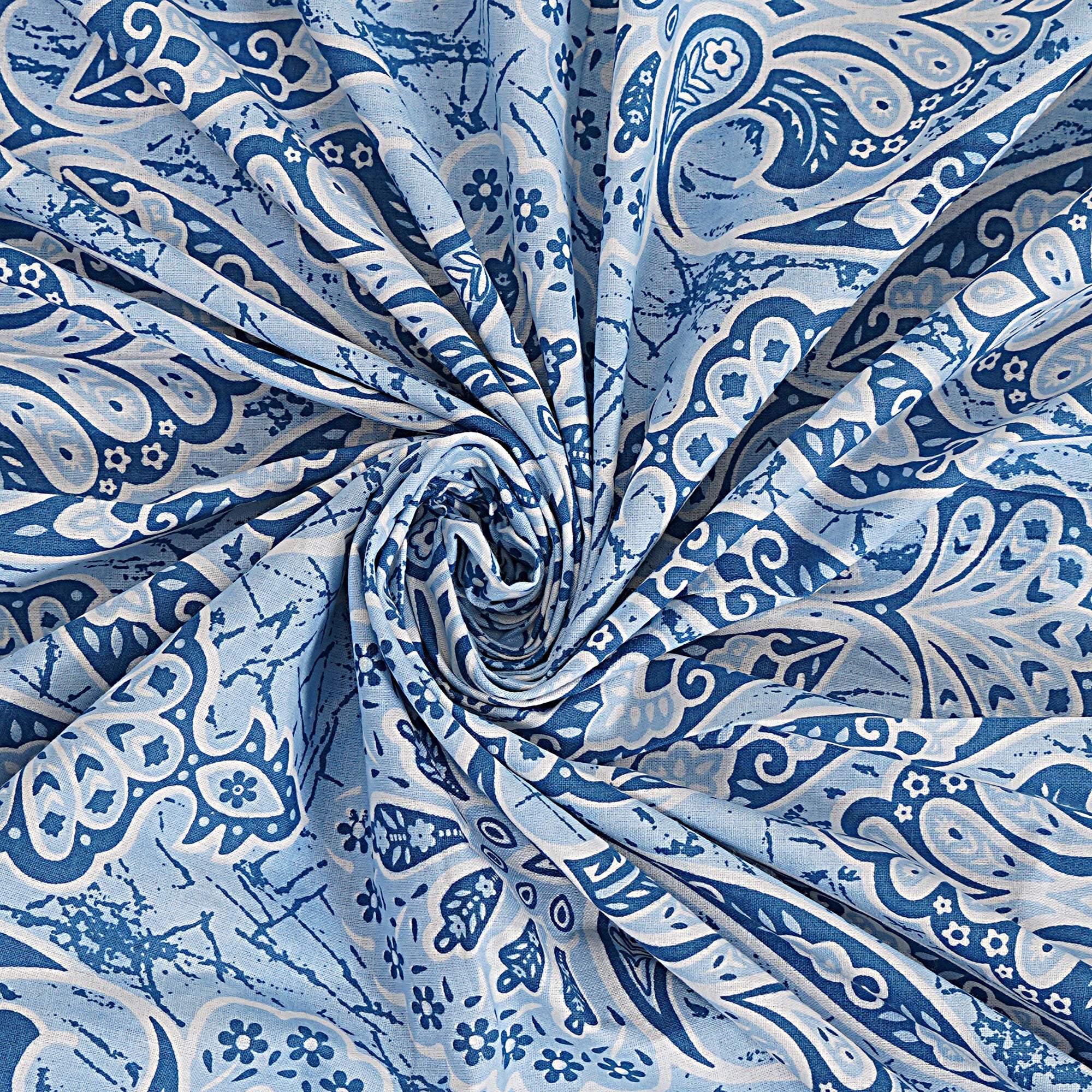 Rudra Bazaar Blue 210 TC Cotton Double King Bedsheet With 2 Pillow Covers - Distacart