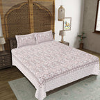 Rudra Bazaar Brown 210 TC Cotton Double King Bedsheet With 2 Pillow Covers - Distacart