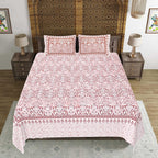 Rudra Bazaar Peach 210 TC Cotton Double King Bedsheet With 2 Pillow Covers - Distacart
