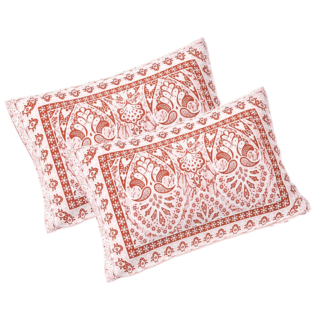 Rudra Bazaar Peach 210 TC Cotton Double King Bedsheet With 2 Pillow Covers - Distacart