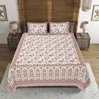 Rudra Bazaar Brown 210 TC Cotton Double King Bedsheet With 2 Pillow Covers - Distacart