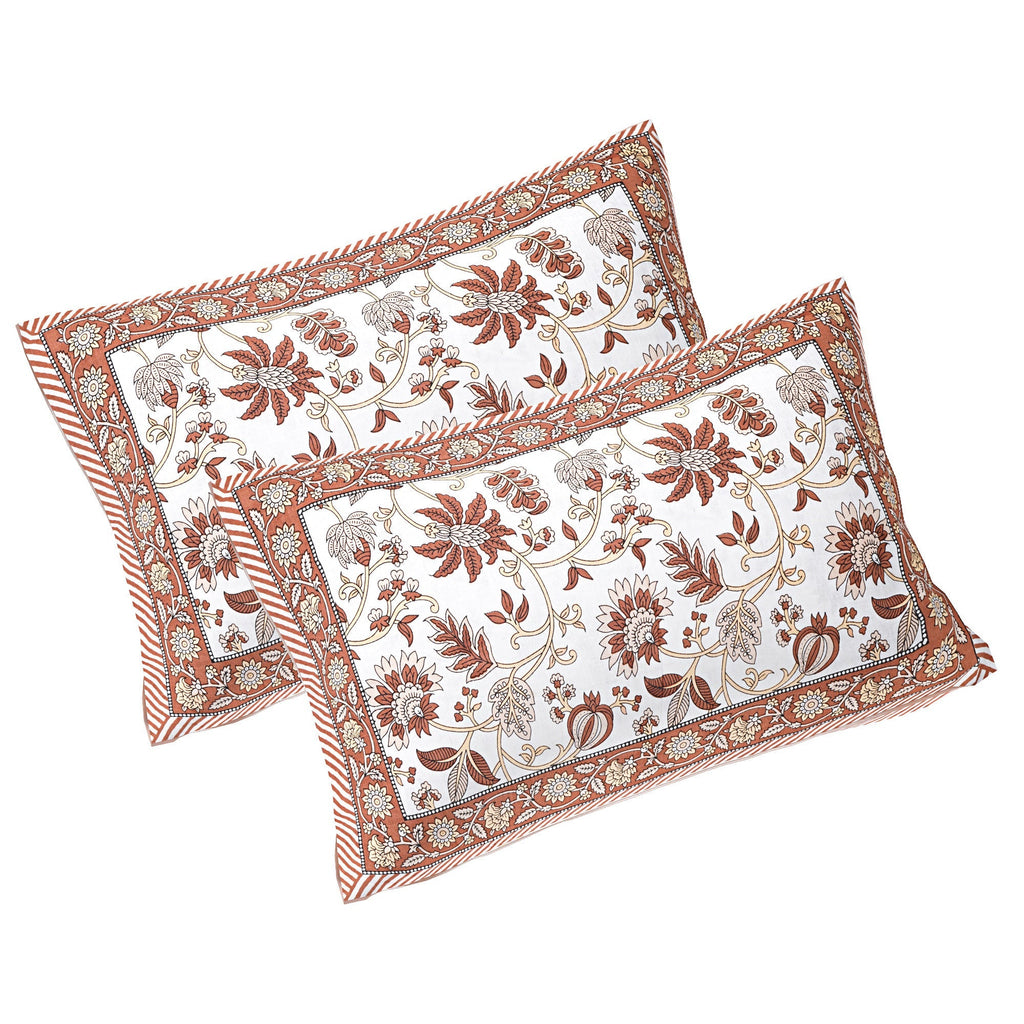 Rudra Bazaar Brown 210 TC Cotton Double King Bedsheet With 2 Pillow Covers - Distacart