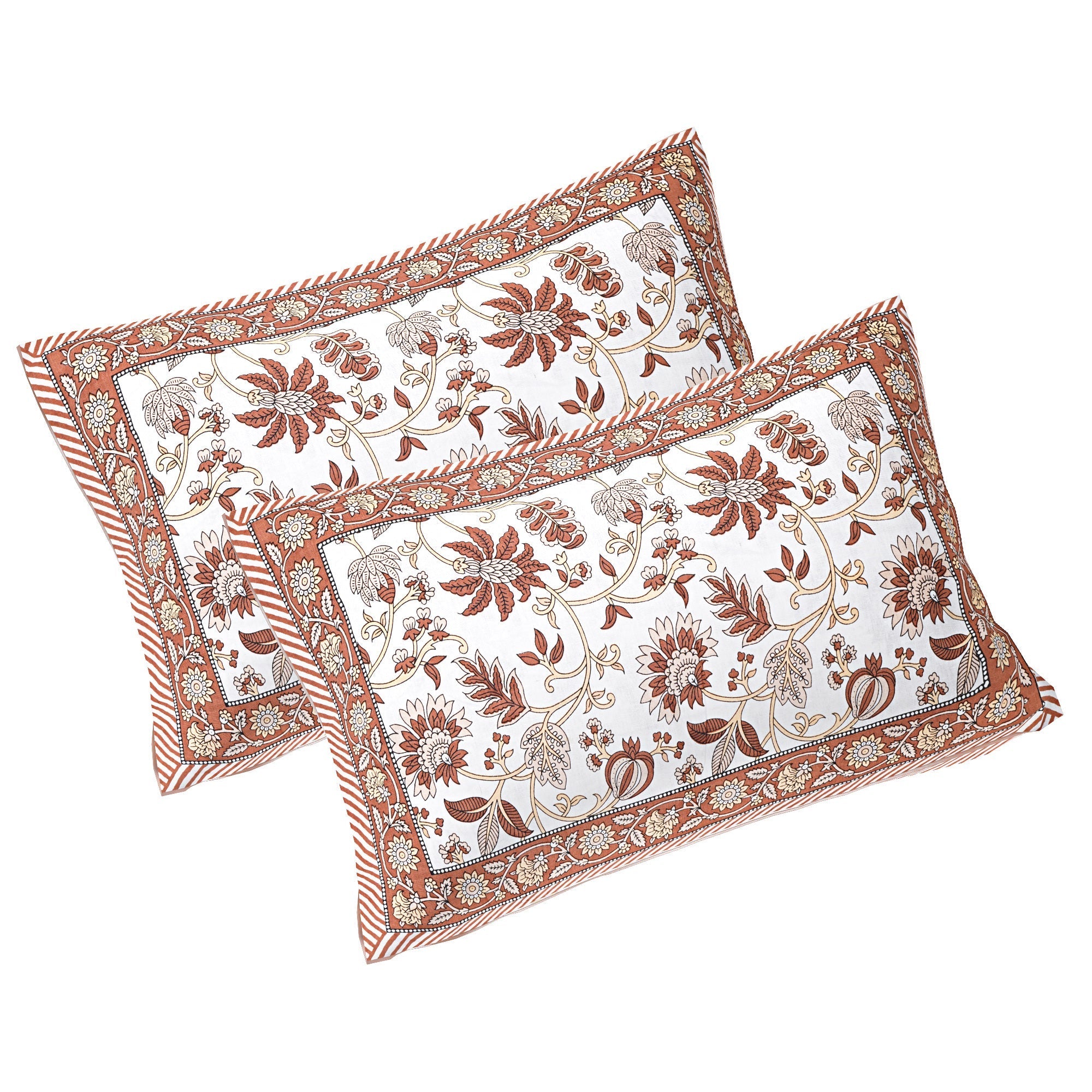Rudra Bazaar Brown 210 TC Cotton Double King Bedsheet With 2 Pillow Covers - Distacart