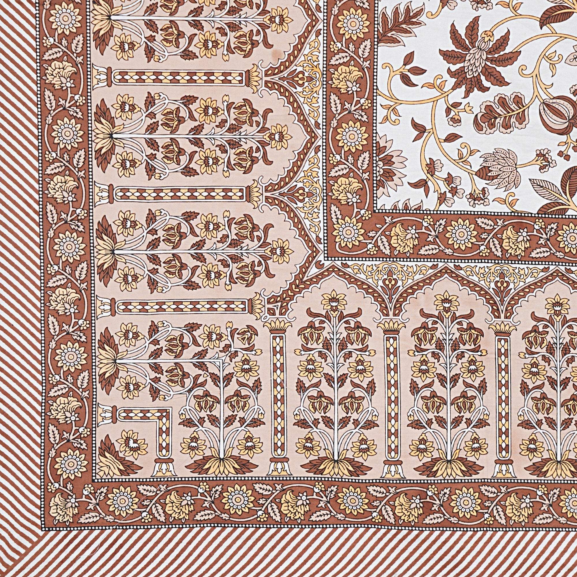 Rudra Bazaar Brown 210 TC Cotton Double King Bedsheet With 2 Pillow Covers - Distacart
