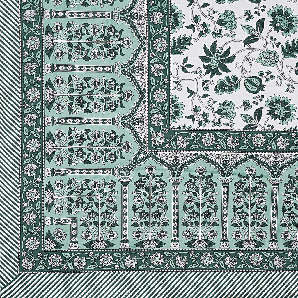 Rudra Bazaar Sea Green 210 TC Cotton Double King Bedsheet With 2 Pillow Covers - Distacart