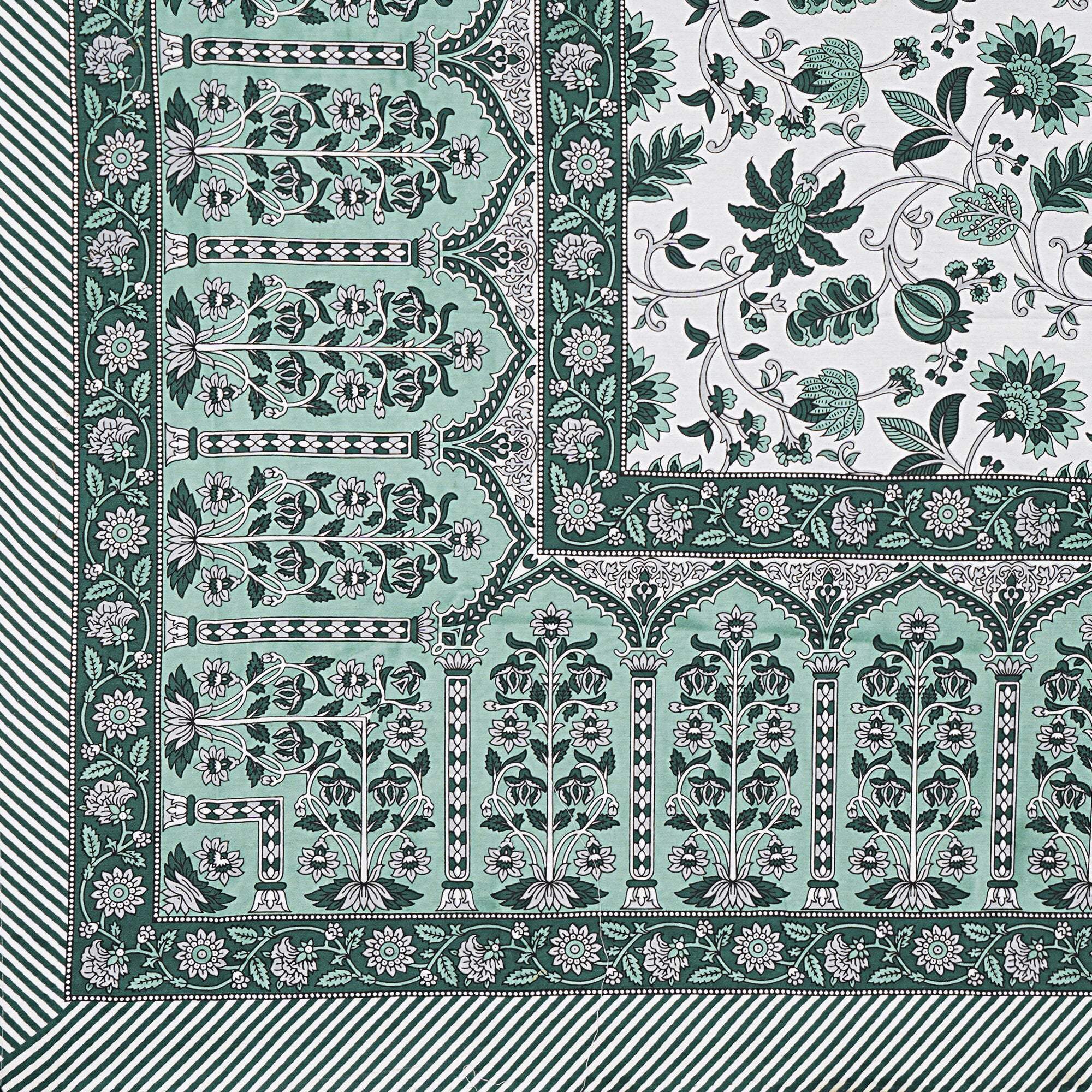 Rudra Bazaar Sea Green 210 TC Cotton Double King Bedsheet With 2 Pillow Covers - Distacart