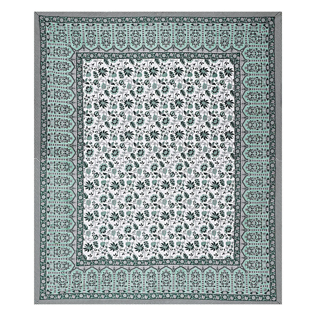 Rudra Bazaar Sea Green 210 TC Cotton Double King Bedsheet With 2 Pillow Covers - Distacart