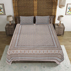 Rudra Bazaar Brown 210 TC Cotton Double King Bedsheet With 2 Pillow Covers - Distacart