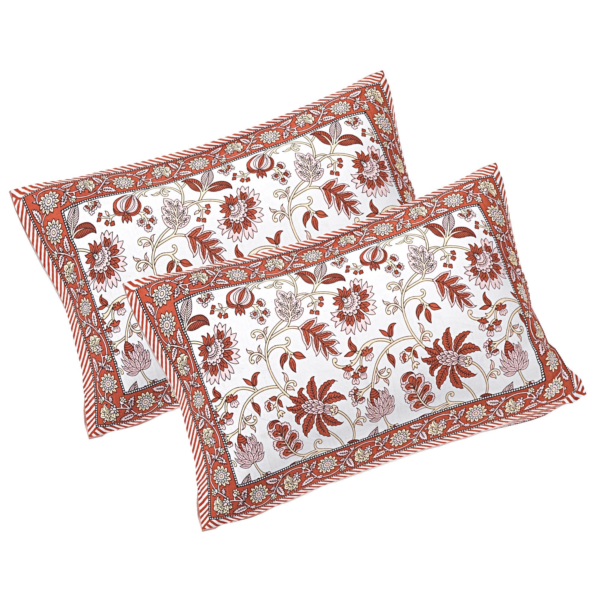 Rudra Bazaar Peach 210 TC Cotton Double King Bedsheet With 2 Pillow Covers - Distacart
