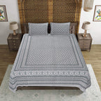 Rudra Bazaar Grey 210 TC Cotton Double King Bedsheet With 2 Pillow Covers - Distacart