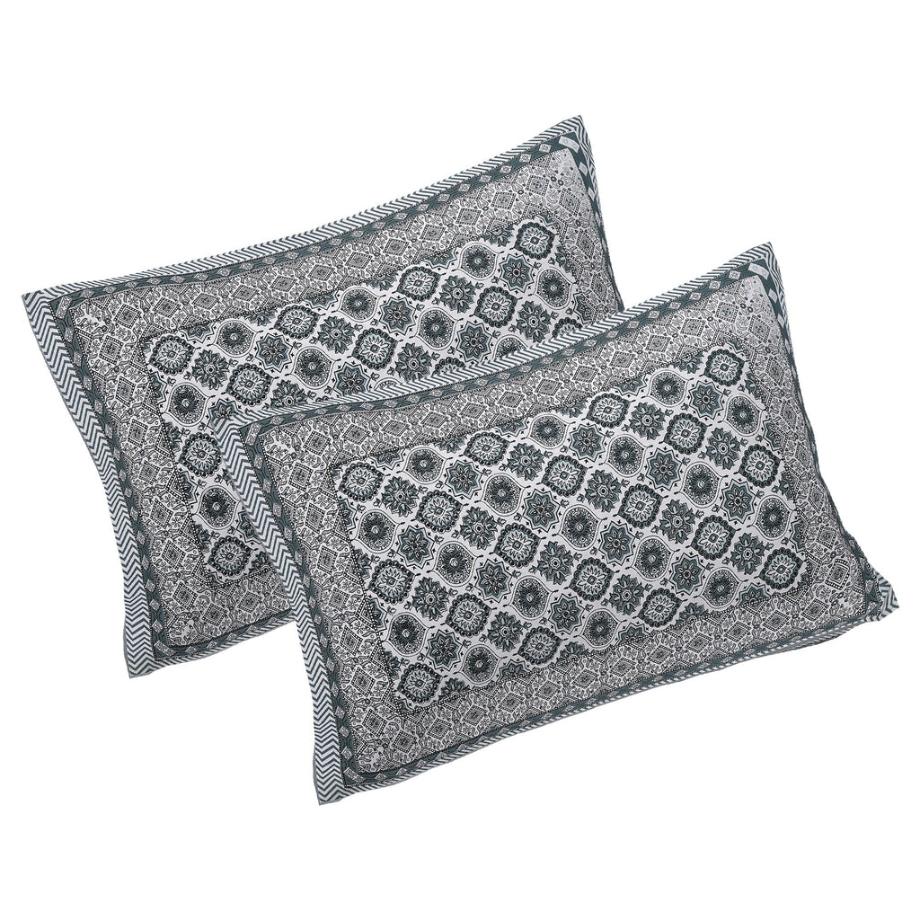 Rudra Bazaar Grey 210 TC Cotton Double King Bedsheet With 2 Pillow Covers - Distacart