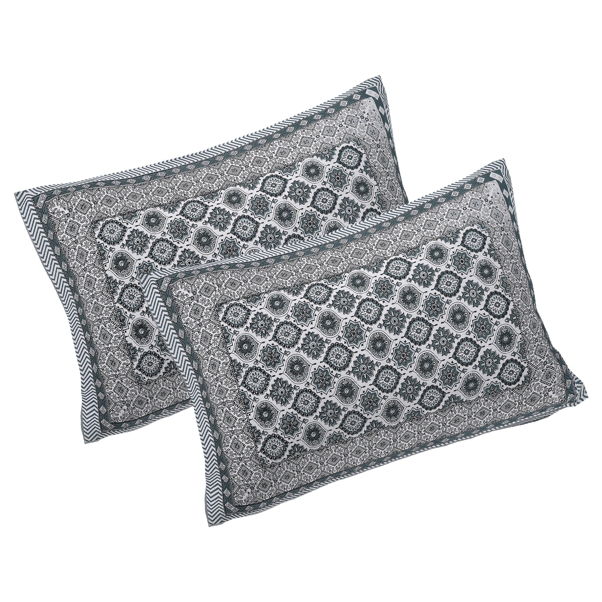 Rudra Bazaar Grey 210 TC Cotton Double King Bedsheet With 2 Pillow Covers - Distacart