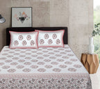 Rudra Bazaar Pink 210 TC Cotton Double King Bedsheet With 2 Pillow Covers - Distacart